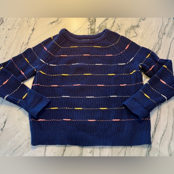 Cable Stitch Women's Stripe Sweater, Crewneck Long Sleeve Knitted Pullover Small - Picture 5 of 8